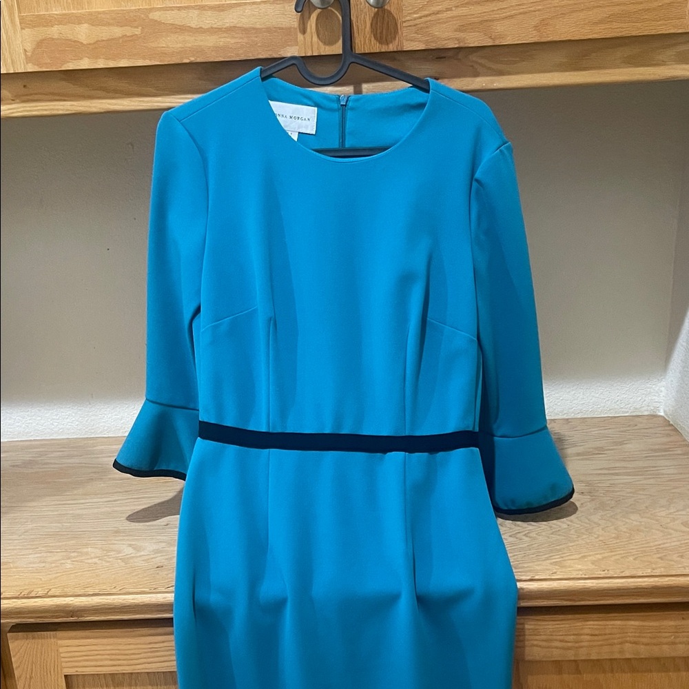 Calvin Klein Teal Dress with Flared Sleeves